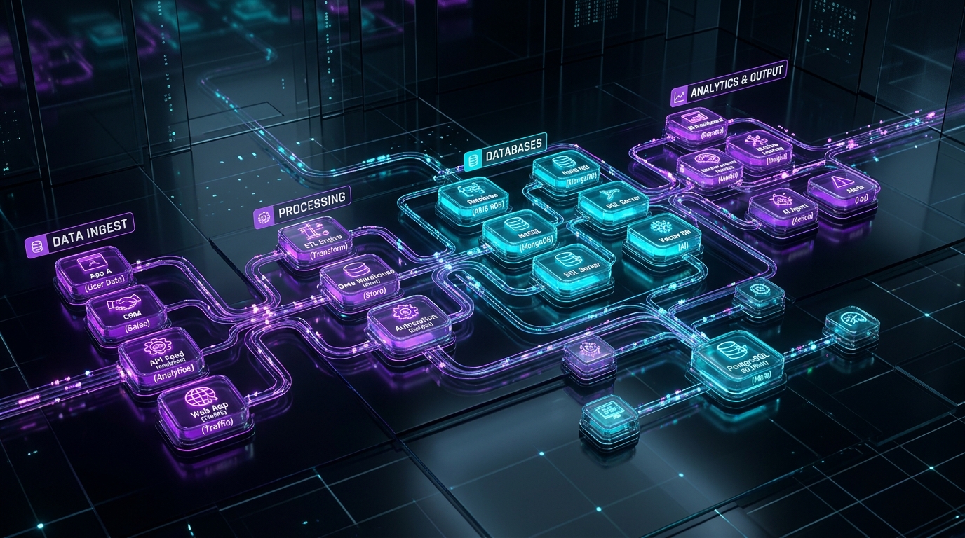 Automated data workflow connecting databases and services